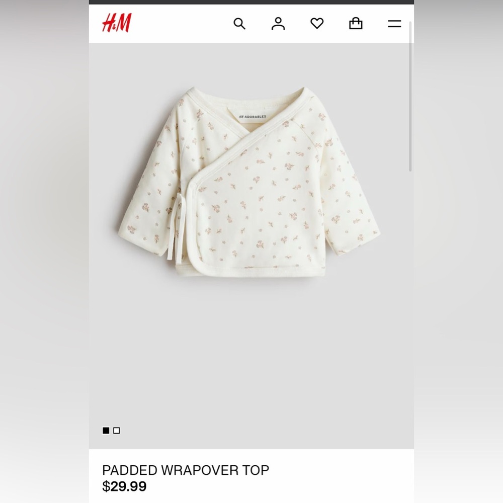 H&M White Floral Baby Wrap Top